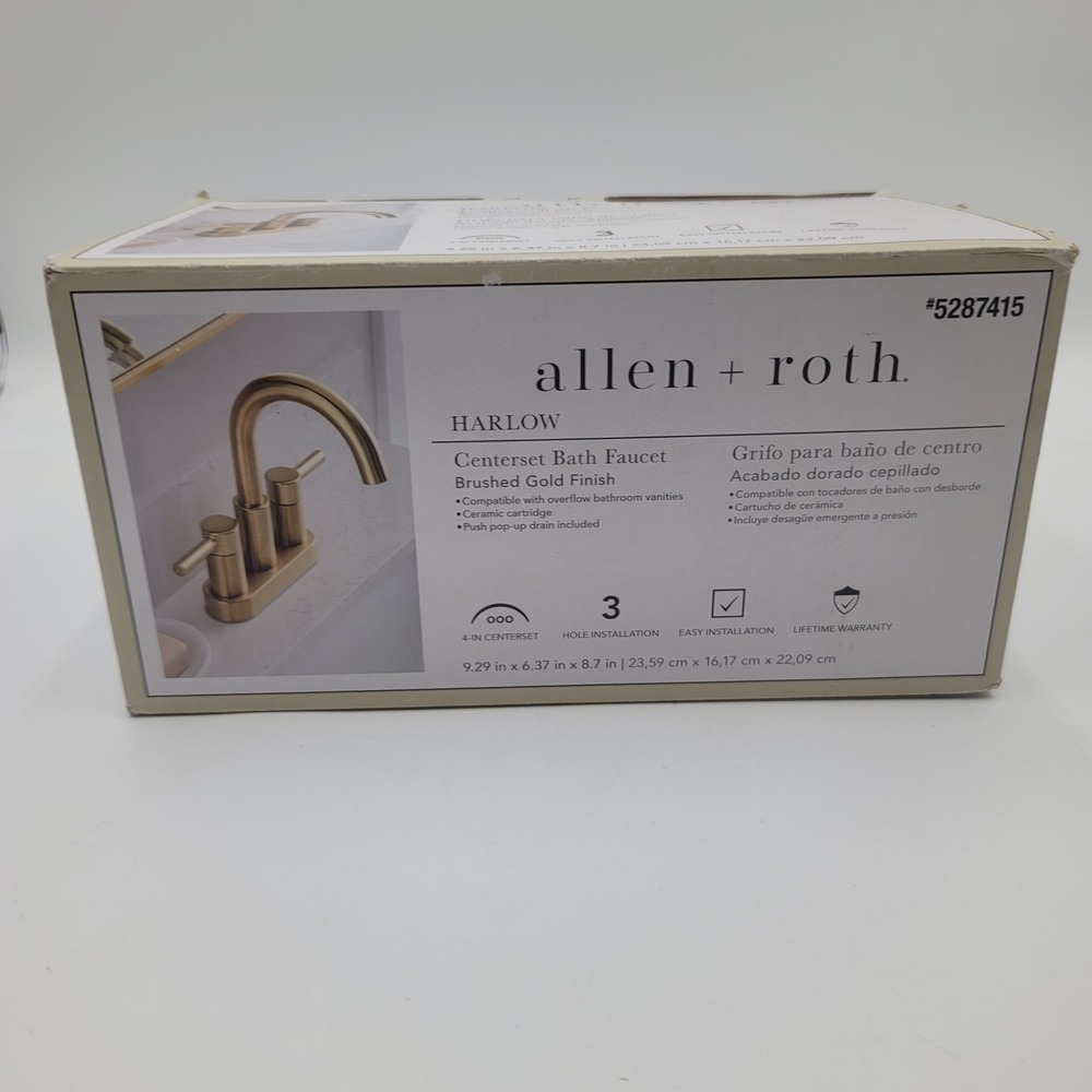 Allen + Roth Harlow Brushed Gold Centerset Bathroom Faucet 5287415 3-Hole